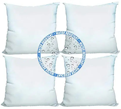Outdoor pillow inserts: set of four white pillows resistant to outdoor conditions.