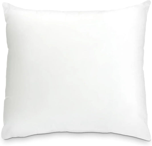 Throw pillow insert for one white pillow, suitable for indoor use.