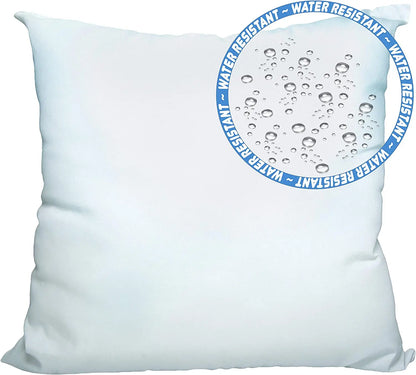 "Outdoor pillow insert: single white pillow resistant to outdoor conditions.