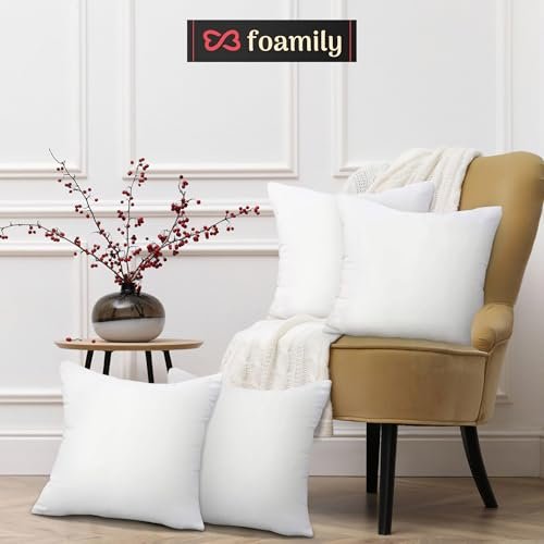 Foamily Throw Pillow Inserts 16x16 inch Set of 4 Square Pillow Insert